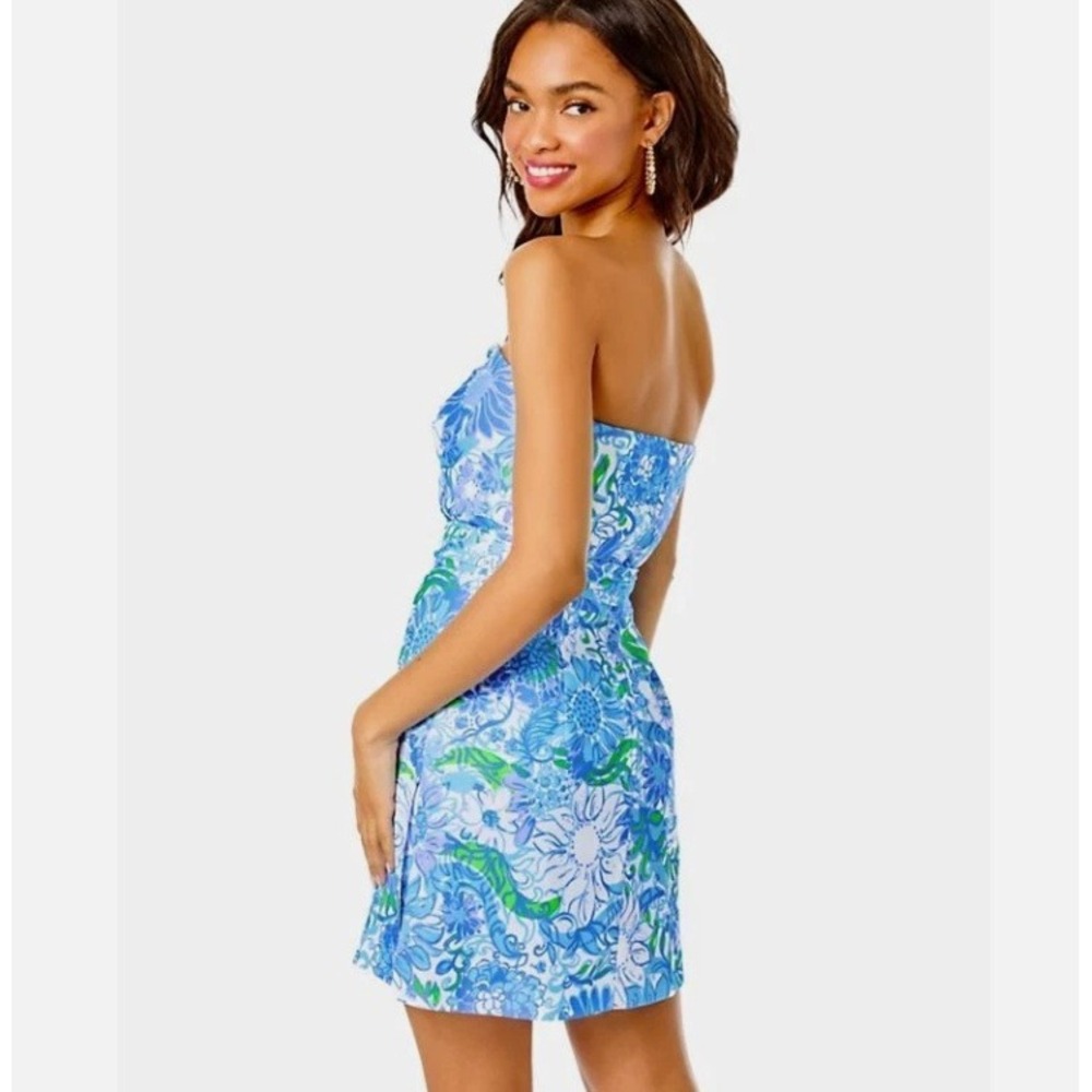 Lilly Pulitzer Kylo Strapless Skirted Romper Frenchie Blue Suns Out Size 0